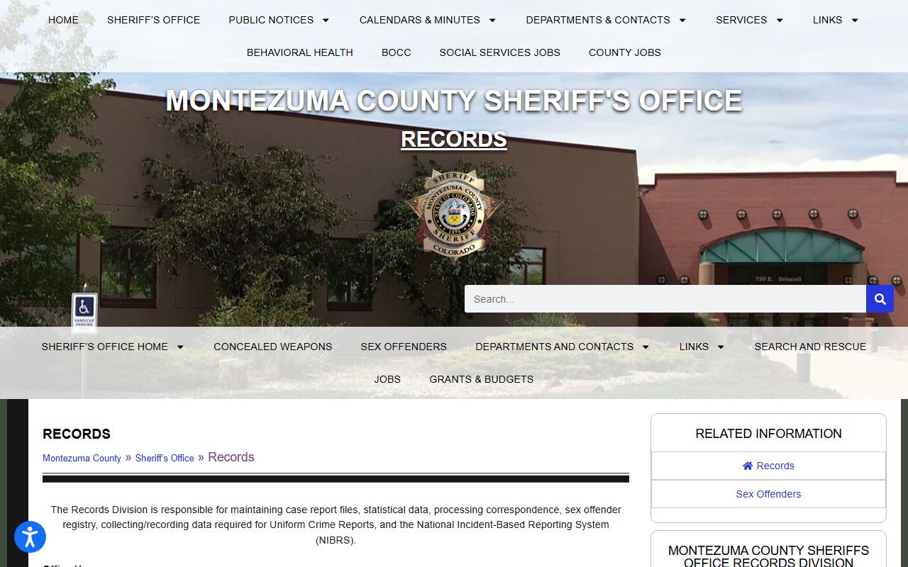 Montezuma County jail mugshots records division fee schedule
