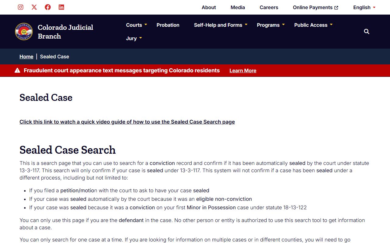 Montezuma County sealed court records search after arrest